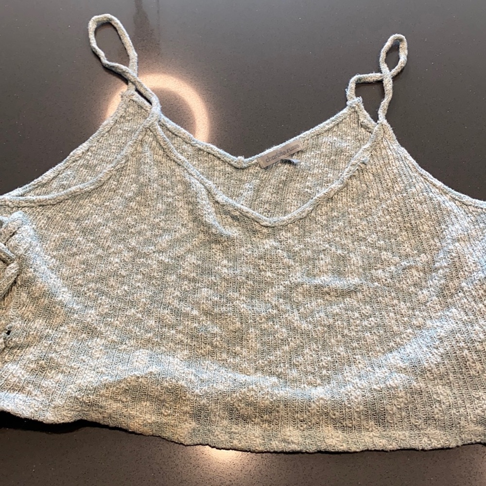 Sage crochet V-neck crop top